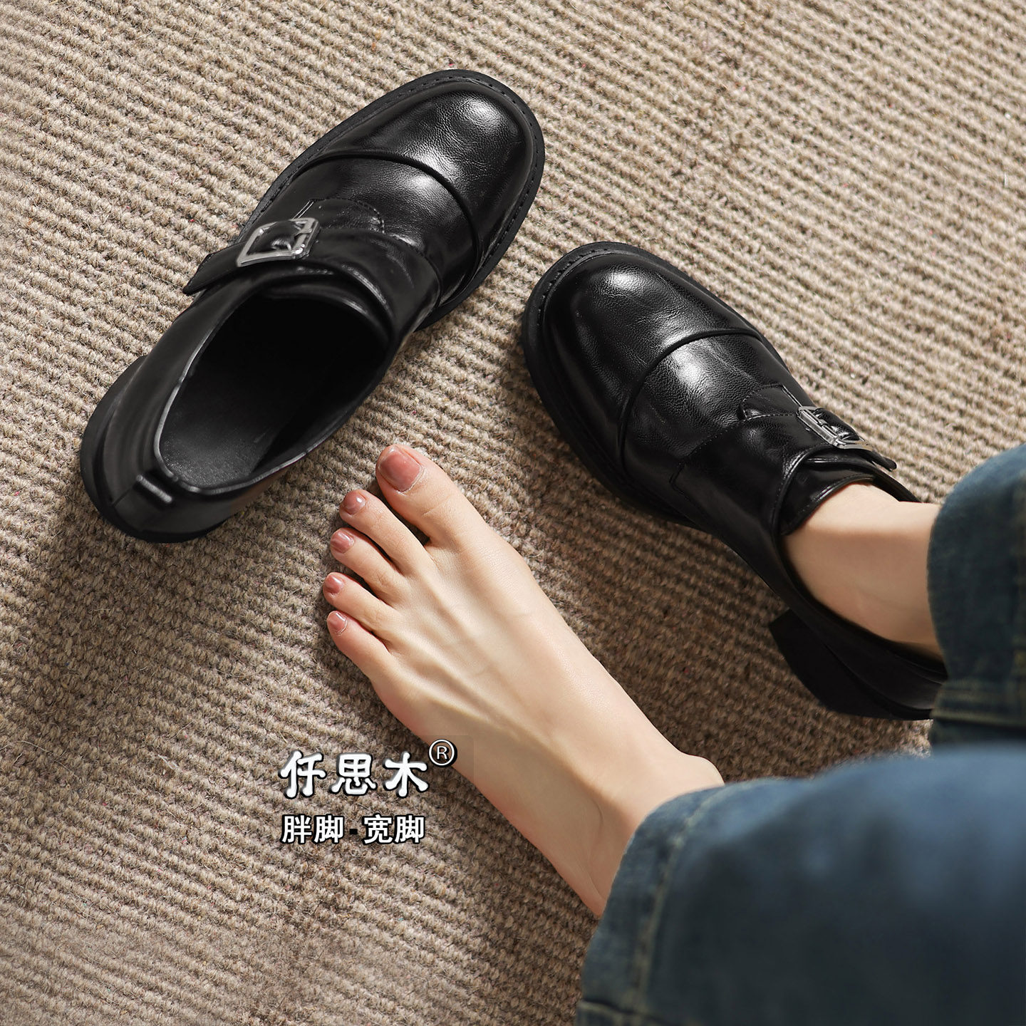 粗跟高跟鞋轻奢高级感小个子大码女鞋41到43胖脚宽40棕色单鞋子42,女鞋,深口单鞋,淘宝优惠券,粉丝福利购,淘宝优惠卷