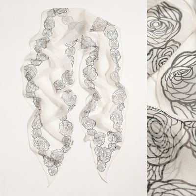 薄款真丝乔其窄版100%桑蚕丝长丝巾小领巾春秋夏季飘带韩版女百搭