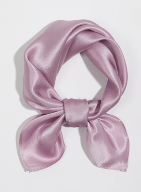 53cm100%桑蚕丝真丝纯色紫色小方巾简约男女士百搭春夏秋冬季丝巾