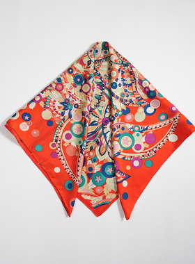 手工卷边90cm真丝斜纹绸大方巾100%桑蚕丝春夏秋季女丝巾围巾披肩