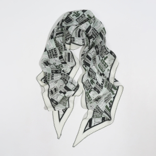 花边菱形巾窄版 女 长丝巾飘带巾12姆米真丝双绉100%桑蚕丝春夏秋季