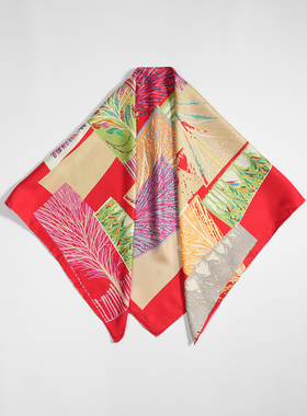 手工卷边90cm真丝斜纹绸大方巾100%桑蚕丝春夏秋季女丝巾围巾披肩