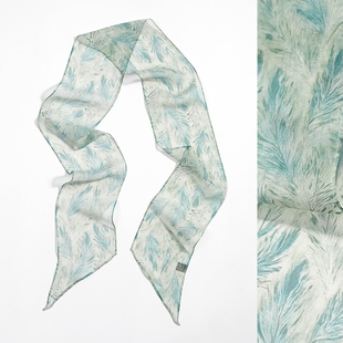 飘带韩版 100%桑蚕丝长丝巾小领巾春秋夏季 女百搭 真丝乔其窄版 薄款