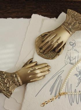 印度进口黄铜贵妇之手手账夹复古票据夹子书信夹拍照道具黄铜剪刀