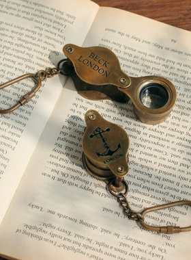 黄铜放大镜仿古风道具可折叠怀旧