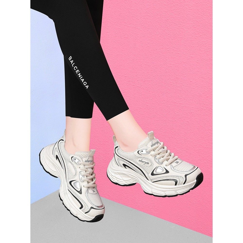 爆款2025年冬季加绒老爹鞋新款时尚网面增高休闲运动休闲鞋,女鞋,老爹鞋,淘宝优惠券,粉丝福利购,淘宝优惠卷