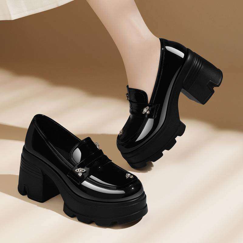 欧洲站厚底乐福鞋女2025新款英伦风小皮鞋小个子松糕增高女鞋一脚