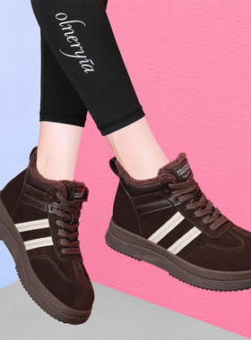 香港VDX真皮休闲马丁靴女短靴2025冬季新款加绒保暖厚底高帮女鞋