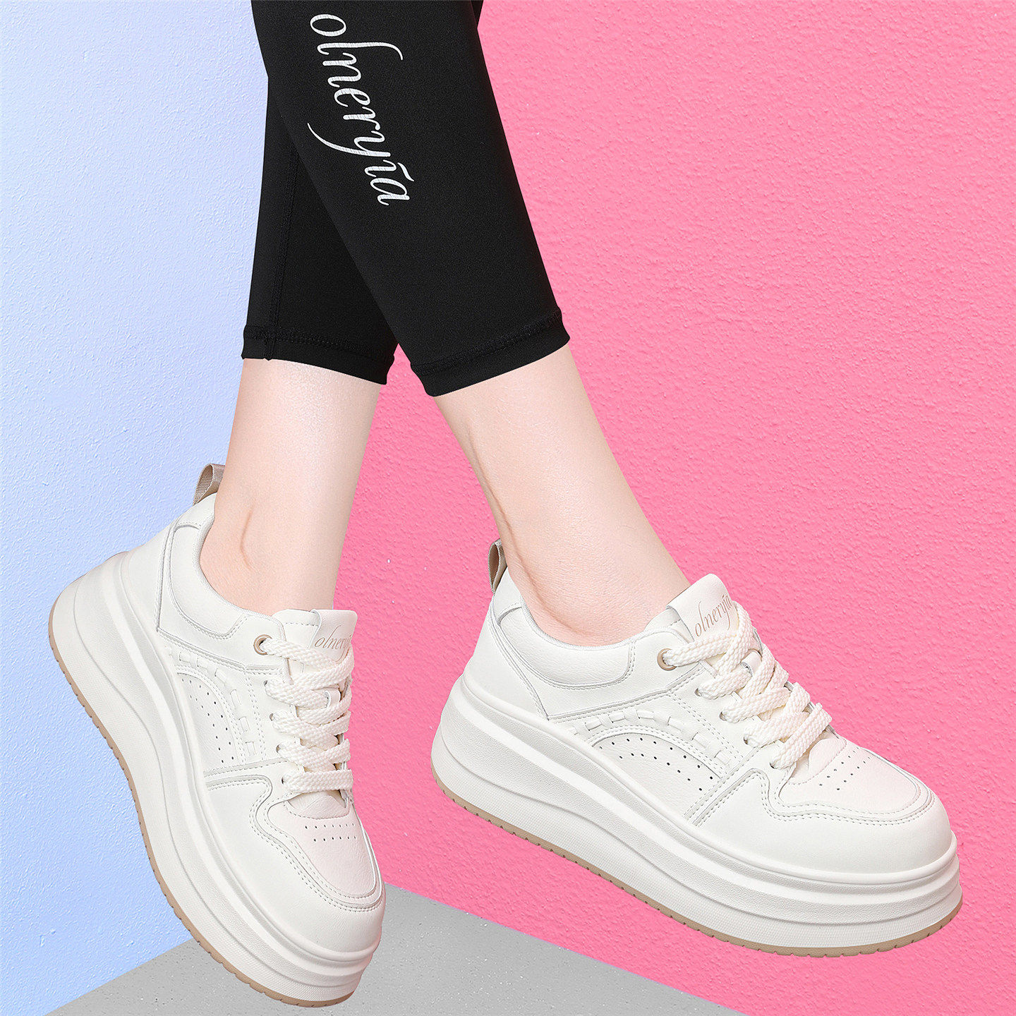 2026新款早春季极简小白鞋女厚底休闲板鞋舒适百搭运动鞋白色板鞋,女鞋,休闲板鞋,淘宝优惠券,粉丝福利购,淘宝优惠卷