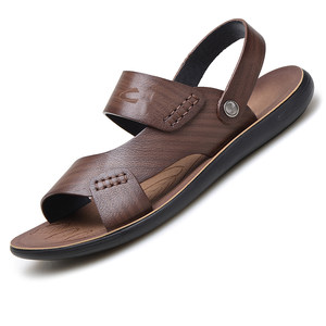 2025骆驼动感夏季新款男士软底皮凉鞋休闲凉拖鞋真皮透气沙滩鞋潮