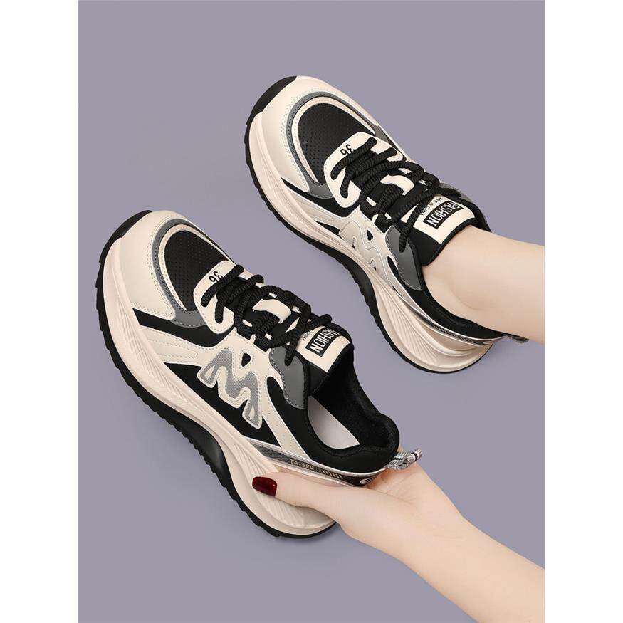 显脚小老爹鞋女2025春秋季新款高端爆款厚底百搭软底休闲运动鞋子