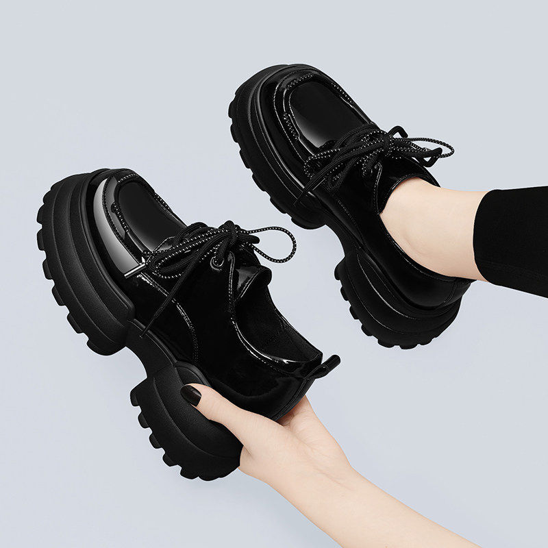 厚底乐福鞋女真皮透气2026春季新款黑色英伦风松糕单鞋漆皮小皮鞋,女鞋,深口单鞋,淘宝优惠券,粉丝福利购,淘宝优惠卷