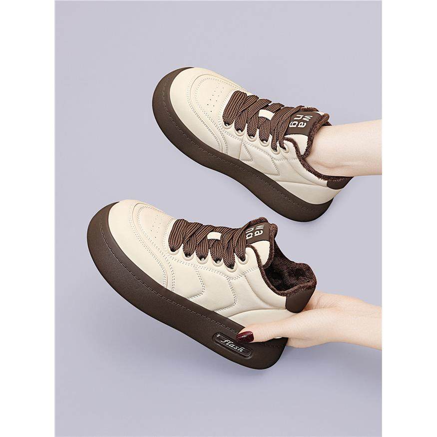 品牌踩屎感真皮软底面包鞋女2025秋冬季新款加绒板鞋小白运动棉鞋,女鞋,棉鞋,淘宝优惠券,粉丝福利购,淘宝优惠卷