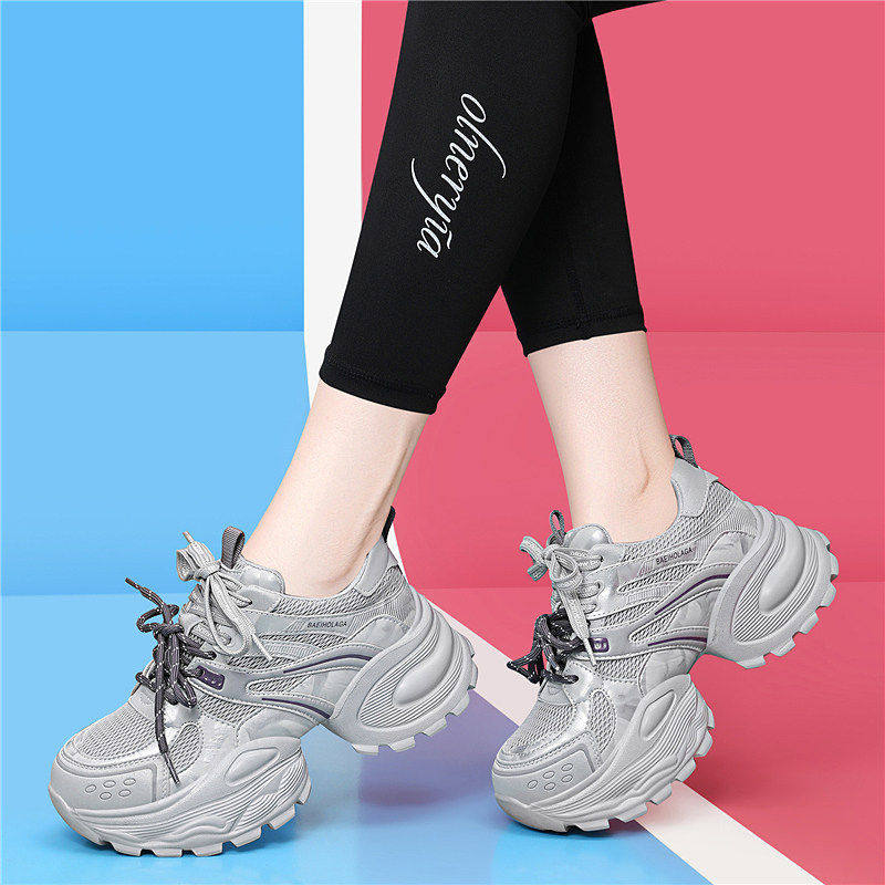 老爹鞋女款小个子增高灰色2026新款春季百搭网面透气休闲运动鞋子,女鞋,时尚休闲鞋,淘宝优惠券,粉丝福利购,淘宝优惠卷