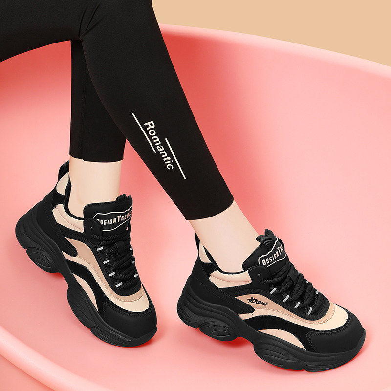 内增高运动鞋2026年真皮ins潮冬季厚底黑色百搭休闲 加绒妈妈女鞋,女鞋,时尚休闲鞋,淘宝优惠券,粉丝福利购,淘宝优惠卷