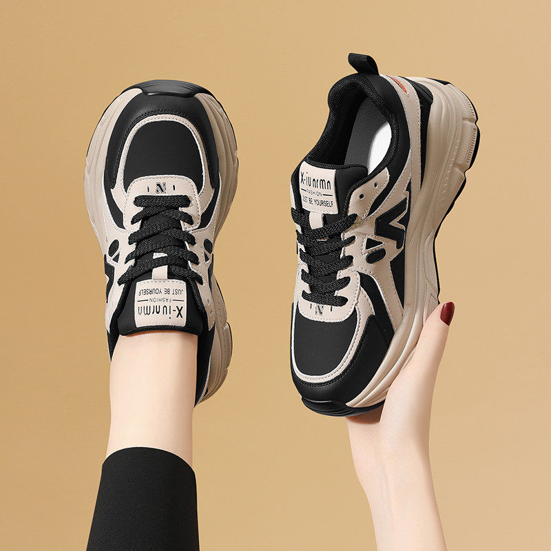 女鞋休闲运动鞋女款百搭2025新款秋冬款加绒老爹厚底鞋子增高软底