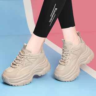 真皮老爹鞋2025新款女款显脚小休闲鞋纯黑潮酷潮牌轻便软底女鞋