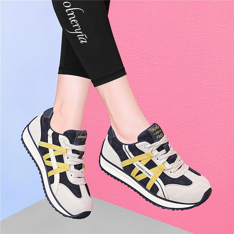 品牌德训鞋女2025新款春秋运动休闲板鞋健步阿甘鞋软底不累脚百搭