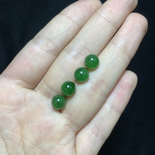 俄罗斯碧玉散珠8mm黑点散珠和田单珠老料阳绿手链配珠DIY百搭散珠