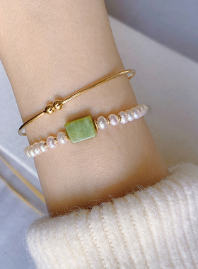 极强光淡水珍珠包金手链气质款