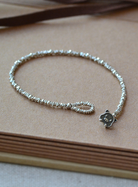 十二生肖 原创设计纽扣小碎银手链女990纯银珠闺蜜简约礼物细款