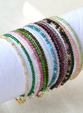 极细天然水晶手链碧玺女生