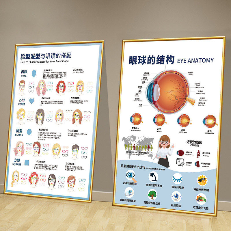 眼镜店墙面装饰挂画验光室流程眼球结构图眼科广告文化墙宣传海报,家居饰品,现代装饰画,淘宝优惠券,粉丝福利购,淘宝优惠卷