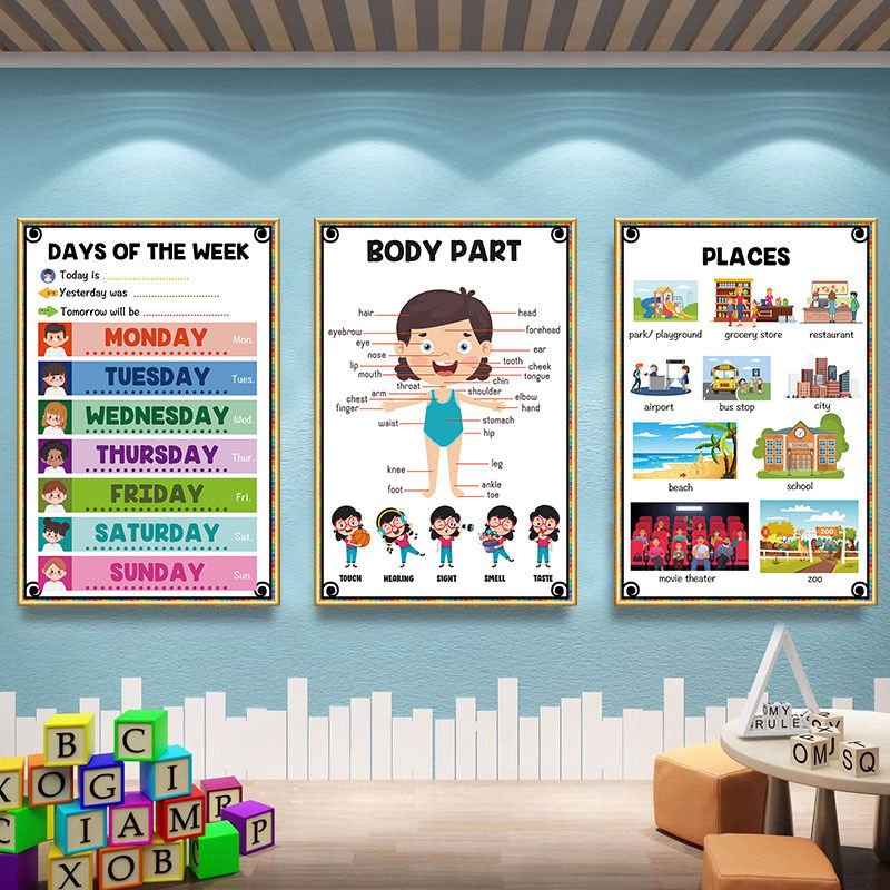 英语教室墙面布置装饰图书角绘本馆英文海报墙贴纸幼儿园环创挂画,家居饰品,现代装饰画,淘宝优惠券,粉丝福利购,淘宝优惠卷