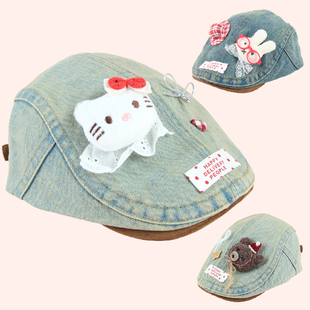 2026新款米菲兔kt猫狗复古牛仔前进檐画家鸭舌帽子女防晒紫外线夏