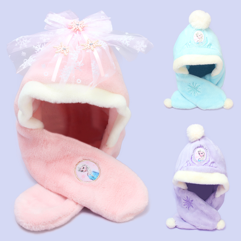 艾莎公主冰雪奇缘套头帽子围巾