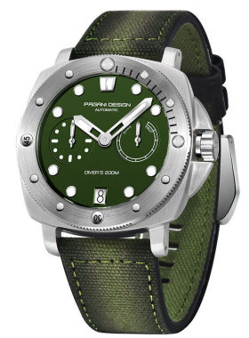 PAGANIDESIGN伯佳尼全自动机械表男精钢防水运动日历夜光手表1767