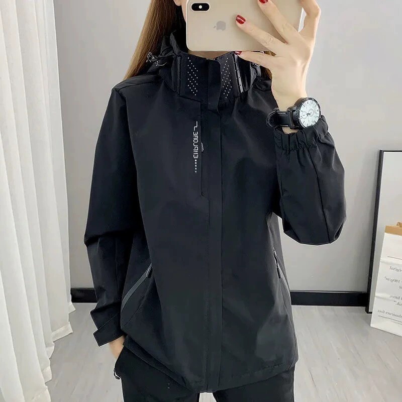 户外冲锋衣连帽可拆卸透气防风防水女薄款外套款登山服团购