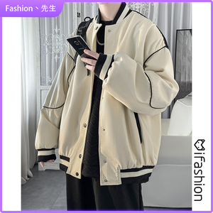 Fashion青少年设计感百搭春秋棒球服外套男潮牌拼色宽松休闲夹克