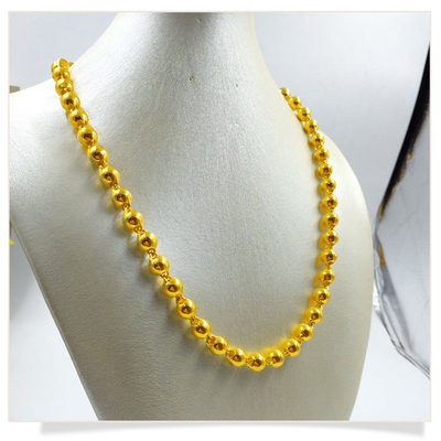 18K黄金色男士圆珠光面项链商场霸气欧美时尚空心合金素款挂脖链