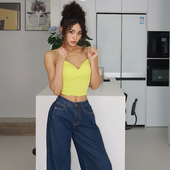 akiyo studio欧美性感V领吊带背心女带胸垫内搭外穿打底衫 上衣