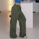 女军绿色长裤 欧美可脱卸两穿休闲阔腿多口袋工装 裤