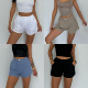 字高腰提臀假两件瑜伽短裤 女速干跑步健身裤 studio运动短裤 akiyo