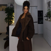 美拉德风皮毛一体外套女冬季 羊羔毛外套 加厚保暖棉服棉衣棉袄