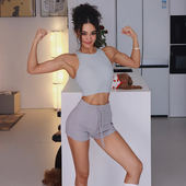 akiyo 休闲百搭运动上衣 studio欧美风辣妹带胸垫高腰显瘦女修身