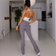 studio欧美裤 瑜伽长裤 子提臀瑜伽喇叭裤 运动裤 女 健身微喇裤 akiyo
