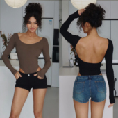 akiyo studio欧美瑜伽服女运动健身服长袖 连体衣紧身显瘦连体衣