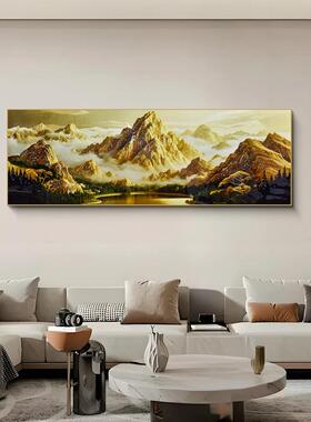 现代轻奢背靠金山横版装饰画适用于客厅卧室床头背景墙金山70200