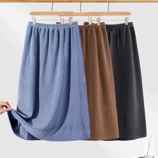 秋冬自发热德绒内衬裙加绒藏青保暖打底冬裙外穿女a字型半身裙子