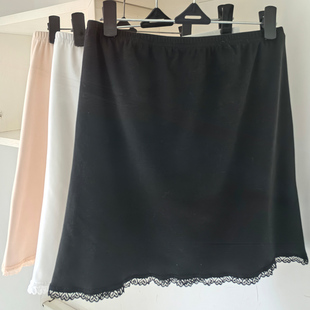外穿德绒内衬裙秋冬蕾丝加绒屁帘大码中长打底冬裙女a字半身短裙