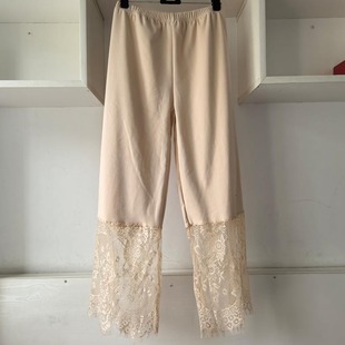 时尚蕾丝阔腿九分裤女德绒旗袍内搭衬裤秋冬加绒汉服马面裙打底裤