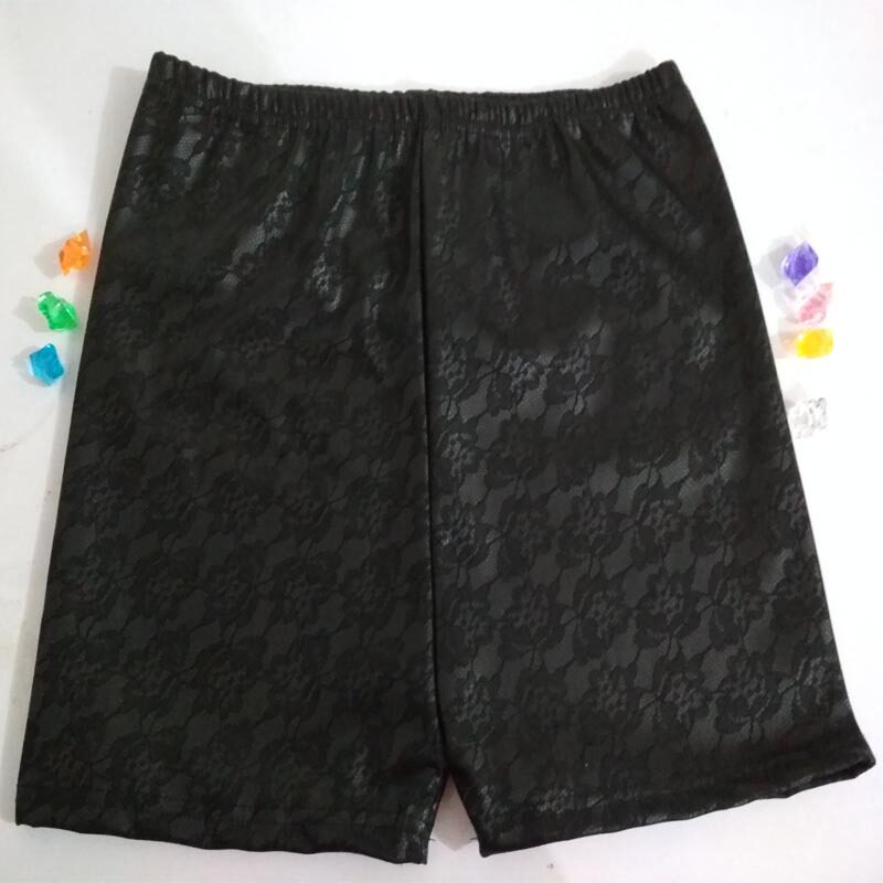 2023春秋新款女童PU皮加绒蕾丝暗花短裤修身外穿打底裤儿童安全裤