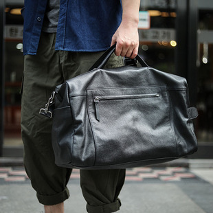 2025男士 单肩斜挎大容量旅行包出差度假大包真皮植鞣牛皮软手提包