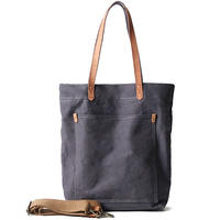 Artistic and retro cowhide with canvas bag, men's single-shoulder bag, Japanese-style crossbody bag, tote bag, men's laptop bag thumbnail 5