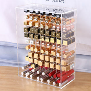 大号透明亚克力化妆品口红收纳盒多格带盖唇釉彩妆展示收纳架桌面
