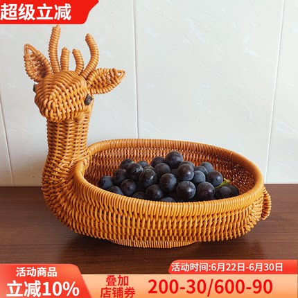 仿藤编水果篮创意动物果盘客厅摆放干果零食收纳筐馒头筐编织篮子